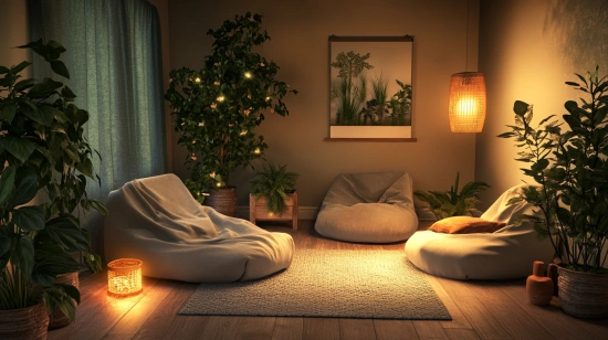 Куточок релаксації з комфортними кріслами та пледами